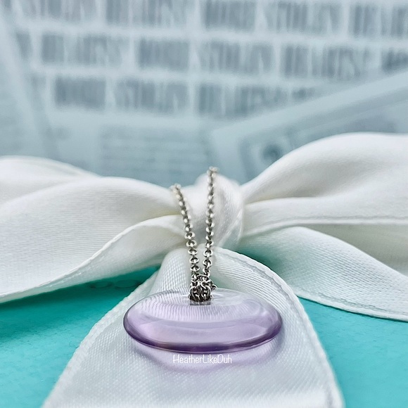 SOLD Authentic Tiffany & Co. Elsa Peretti Amethyst Round Disc Pendant Necklace - Picture 3 of 8